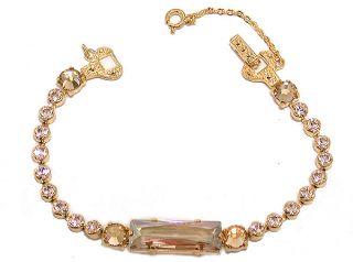 10K Gold Plated Andalusia Collection Peach Beige Crystals Bracelet by 