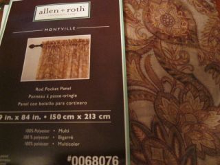 Allen Roth Montville Sheer Rod Pocket Drape Curtain Brown Beige 