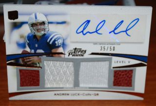 2012 Topps Prime Andrew Luck Level V Auto Jersey Football #35/50 Quad 