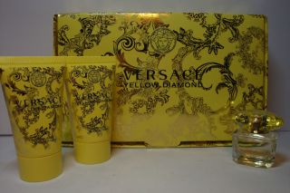 Versace YELLOW DIAMOND Gift Set w/ EDT Mini, Body Lotion, & Shower Gel 