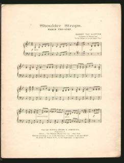 Shoulder Straps Van Alstyne 1906 Army Soldier Piano Solo Vintage Sheet 