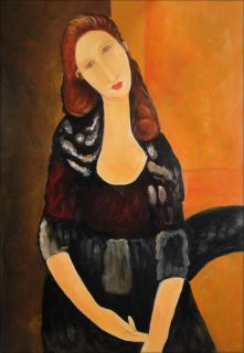 Framed, Amedeo Modigliani Portrait of Jeanne Repro, Hand Painted Oil 