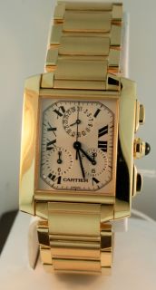 Cartier Tank Americaine Chronograph with Date RARE Mens 18K Yellow 