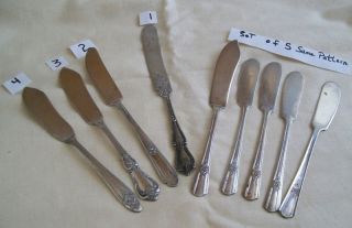    butter knives 5 patterns various Rogers marks metal kitchen item