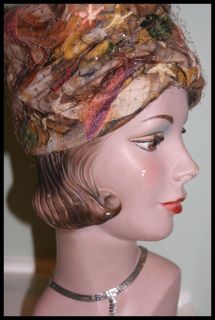 Vintage Hat Appliqued Net Covered Cloche Amy NY 21