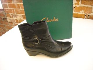 Clarks Rosabelle Black Leather Ankle Boots