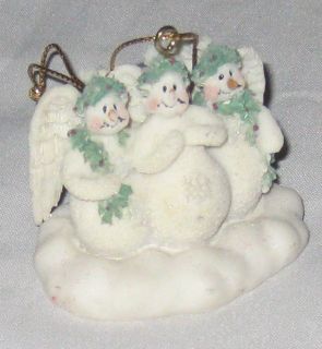 Ceramic 2 Snowman Angel Figurines Christmas Ornament