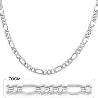 00mm 18 21 00gm 14k Solid White Gold Mens Figaro Link Chain Polish 