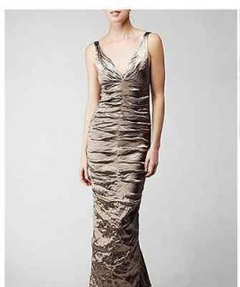 Nicole Miller Techno Metal Evening Gown   Size 0, color Mocha