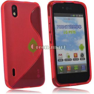 PINK RUBBER GEL S LINE TPU COVER CASE FOR LG MARQUEE LS855 / OPTIMUS 