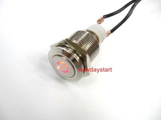 Push Power Button Angel Eye RED Led 16mm hole 12V Metal Switch 