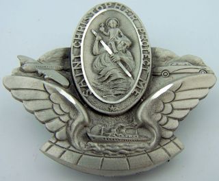 Auto Car Visor Clip Travel Medal Angel Wings Saint St. Christopher 