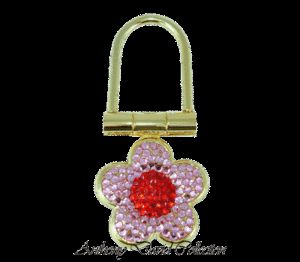 Anthony David Key Ring w Swarovski Crystal Pink Flower