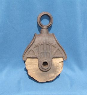 Antique Myers Cast Iron Wooden Barn Pulley
