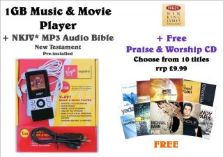 1GB Music & Movie Player+NKJV NT  Audio Bible+FREE Praise & Worship 