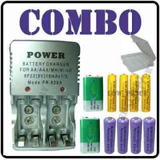 combo 4 aa 4 aaa 2 9v rechargeable battery charger