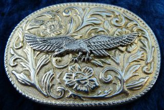 vintage western style american bald eagle belt buckle