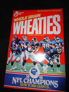 1991 New York Giants Wheaties Cereal Box NFL Super Bowl Champions MINT 