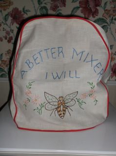 Vintage Embroidered Bee Mixer Appliance Cover A Better Mixer I Will 