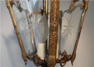 antique brass glass lantern