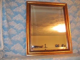 VINTAGE GOLD BEVELED GLASS MIRROR 24 X 21 X 3 GREAT FOR ANY ROOM