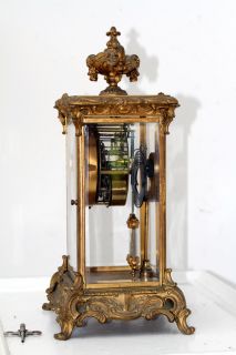 Ansonia Brass and Glass Mantle Clock