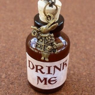 Alice in Wonderland drink me tea bottle necklace pendant charm locket 