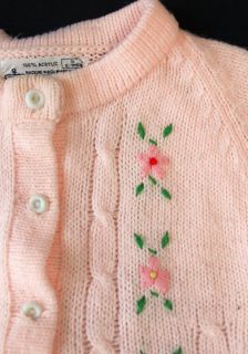 Vtg Baby Girls Embroidered Cardigan Sweater 6 9 Months