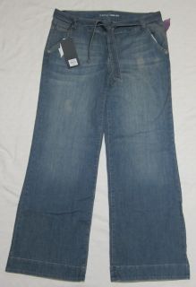 Pants Jeans Apt. 9 Wide Leg Medium Blue Denim Distressed Belt NEW NWT 