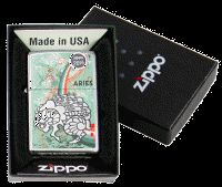 Aries Zodiac Sign Mar 21 Apr 19 High Polish Chrome Zippo Lighter 24931 