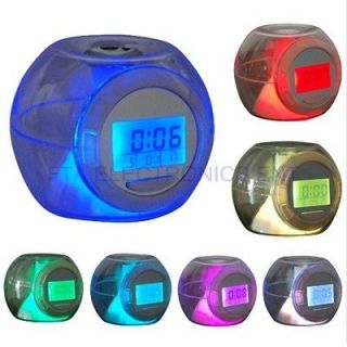 Color Changing 7 Light Glowing Alarm Clocks with 6 Nature Sound Night 