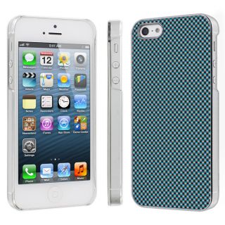 Apple iPhone 5 Snap on Hard Plastic Case Cover Carbon Fiber Blue