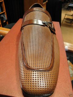 Mezlan Dress Shoe Cognac Brown Perforated Loafer Slip on 10 5