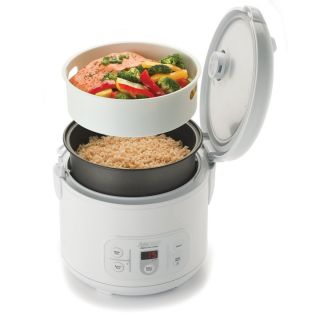 Aroma Arc 996 12 Cup Cooked Digital Rice Cooker and Food Steamer White 