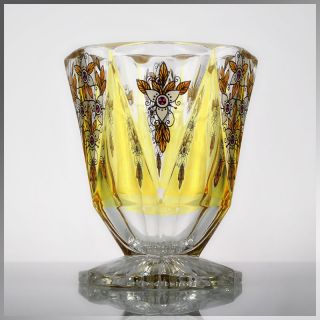 Stunning 1930s Bohemian Art Deco Glass Vase by Karl Palda