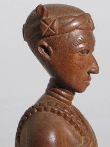 old african carved wood portrait bust ashanti king
