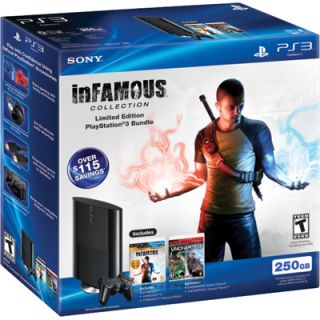 Playstation 3 250GB Bundle with inFAMOUS 1 2 and 3 and Uncharted 1 and 