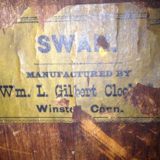 Antique Clock Wm L Gilbert Shelf Mantle Clock Swan