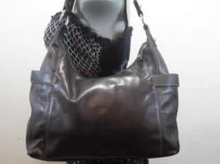 Audrey Brooke Dark Brown Leather Hobo Sling Bag Shoulder Purse