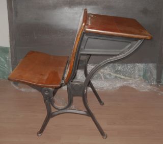 Antique School Desk Chair wood looks Maple, see photos. Nice