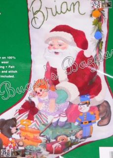 JCA JOLLY SANTA Stocking w Toys Crewel Stitchery Christmas Kit   Joan 