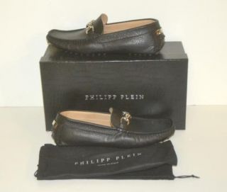 Philipp Plein Size 43.5 Black Driver Nuovo Loafers Shoes 10M0078