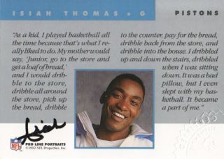   Portraits Team NFL Autograph Isiah Thomas Auto Detroit Pistons