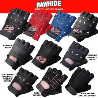 LEATHER FINGERLESS GLOVES WEIGHT TRAINING IN GYM DRIVING CYCLING 