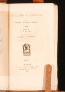 1890 2vols Pericles Aspasia by Walter Savage Landor