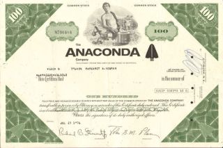 The Anaconda Company Butte Montana copper mines stock certificate 