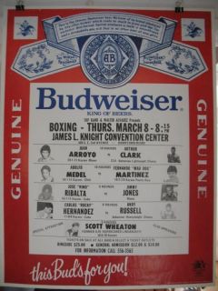 1984 JUAN ARROYO vs ARTHUR CLARK, JOSE RIBALTA On Site Boxing Poster 