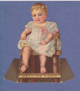   Victorian Trade Card Stand Up Die Cut Mellins Food Baby Girl