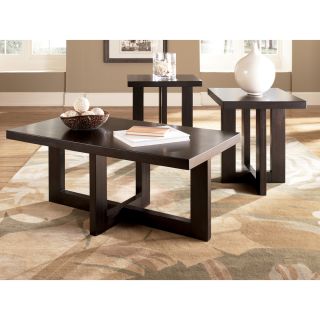 ASHLEY JASIN DARK BROWN FINISH 3IN1 PACK TABLE  NEW