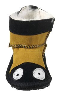 Emu Infant Fur Boots Bee Walkers Sheepskin Black Yellow B103 Sz 18 24 